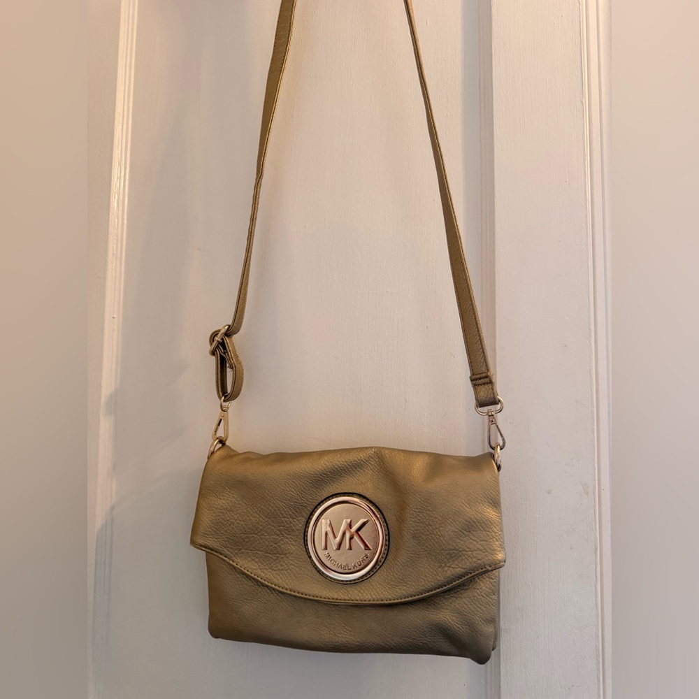 Michael Kors Metallic Gold Leather Crossbody